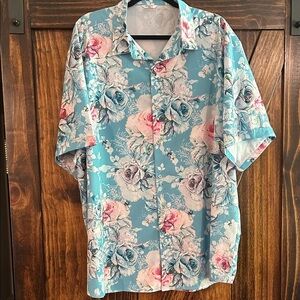 Shelucki Floral Blue Men's Shirt XXXL